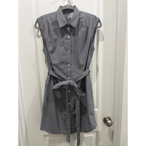 Frame Black Gingham Belted Button Front Shirt Dress Sz XS - Picture 1 of 6